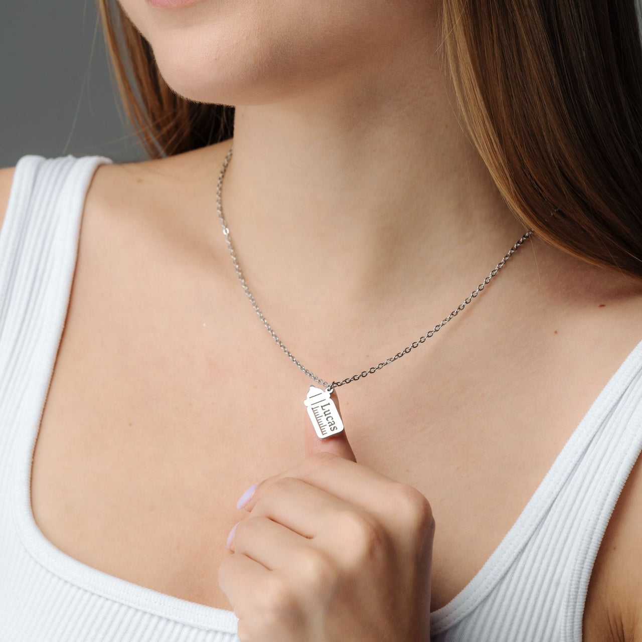 Baby Bottle Name Necklace - Custom Name Necklace - Custom Necklace - Necklaces for Girlfriend - Personalized Gift for Mom, Girlfriend & Grandmother Necklace Brother & Sisters