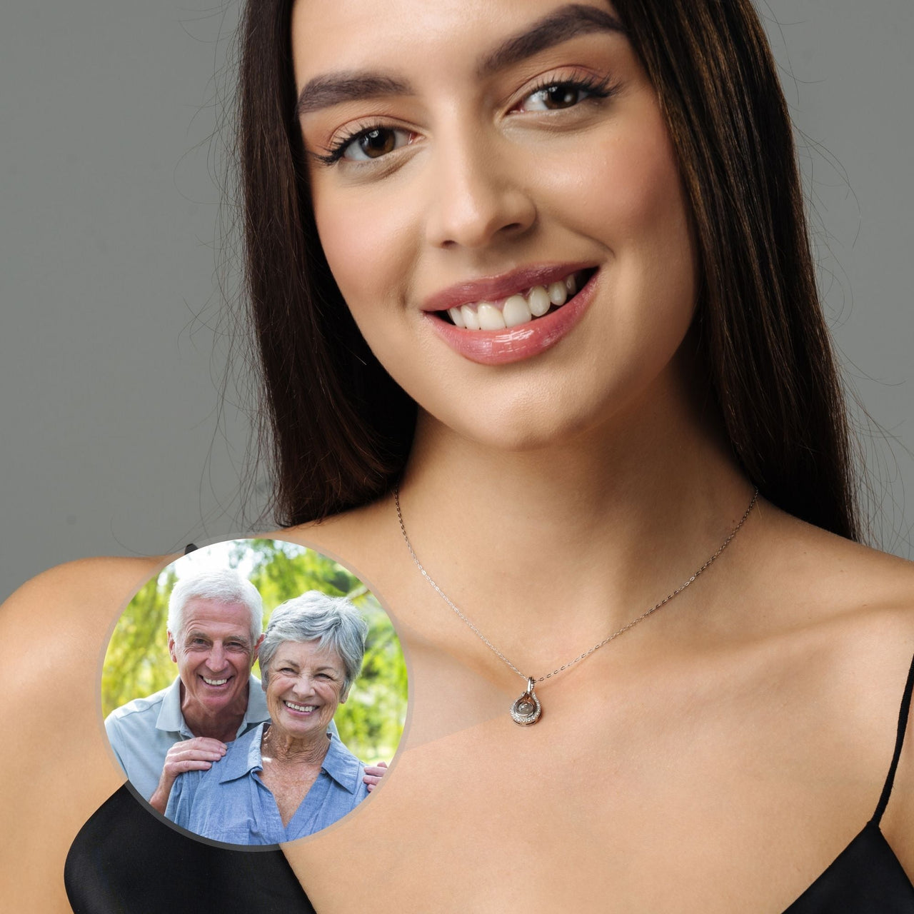 Drop Photo Personalised Necklace  - Rose Gold Necklace - Custom Necklace Necklace Brother & Sisters