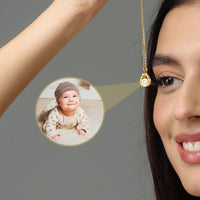 Thumbnail for Drop Photo Personalised Necklace  - Rose Gold Necklace - Custom Necklace Necklace Brother & Sisters