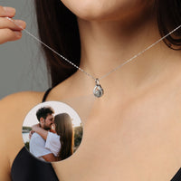 Thumbnail for Drop Photo Personalised Necklace  - Rose Gold Necklace - Custom Necklace Necklace Silver Brother & Sisters