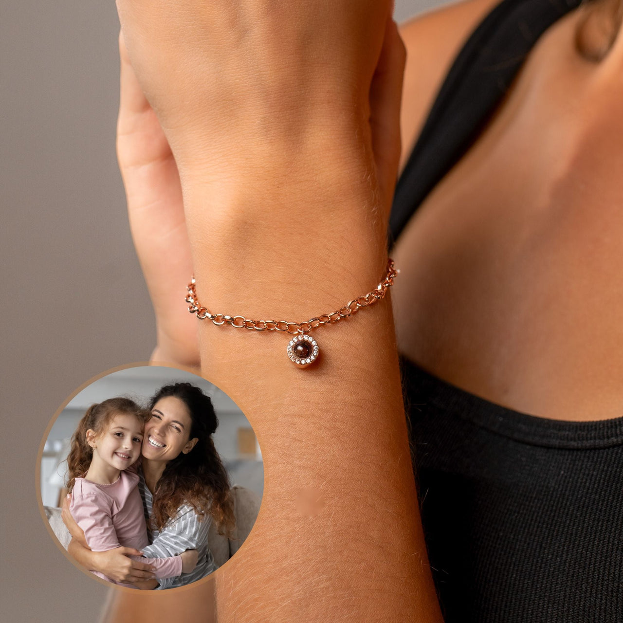 Halo Personalized Photo Bracelet - Personalized Gift for Women - Custom Jewelry For Her - Custom Bracelet Picture - Personalised Photo Gift Bracelet Brother & Sisters