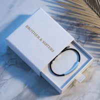 Thumbnail for Black string bracelet — in the gift box, silver | SKU: lecaviar-wg