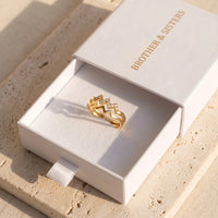 Thumbnail for Gold stacking rings — in the gift box, gold | SKU: lezigzag