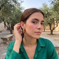 Thumbnail for Chunky gold hoops — worn, everyday gesture, gold | SKU: lesbrillantes