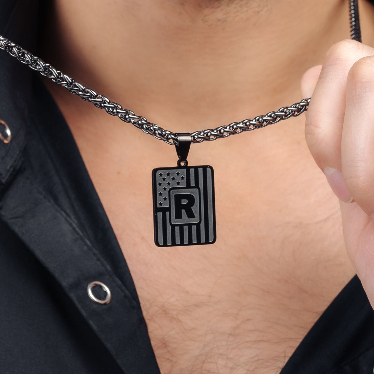 Man Necklace - Initial Necklace - Military Letter Necklace - Mens Chain Necklace Necklace Brother & Sisters