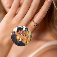 Thumbnail for Stainless Steel Ring - Woman Ring - Adjustable Photo Ring - Personalised Ring Ring Rose Gold Brother & Sisters