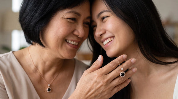 Mother Daughter Matching Necklaces That Mean More: halo photo necklace worn, personalized jewelry in 304L stainless steel