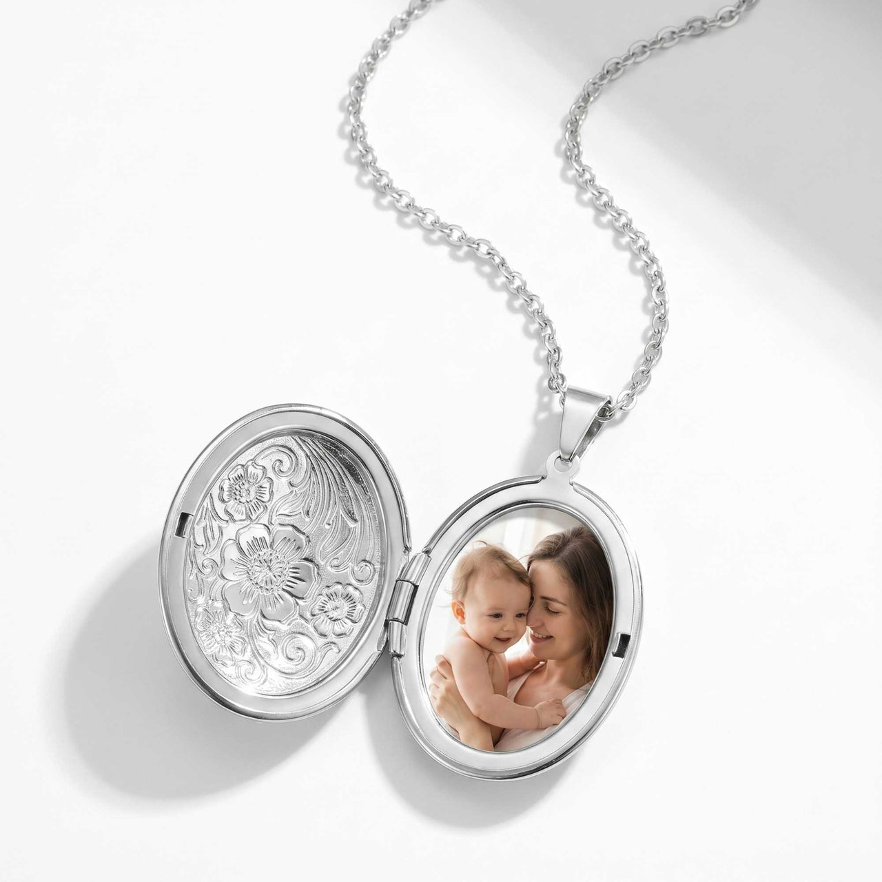 Floral Photo Locket Necklace