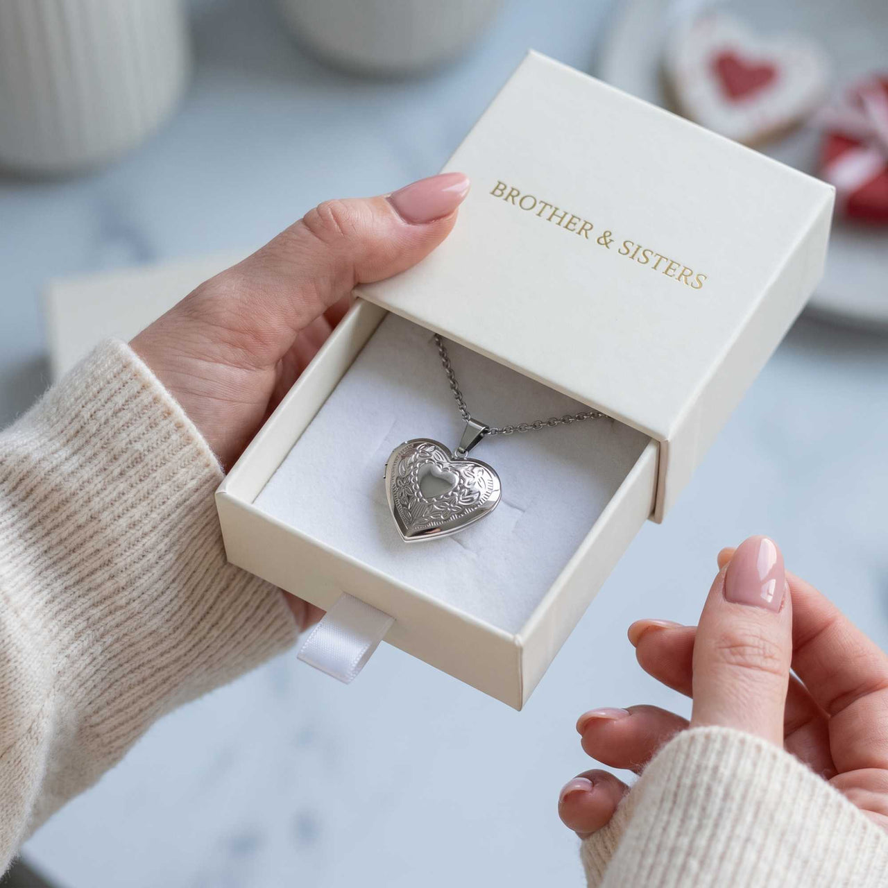 Floral Heart Photo Locket Necklace