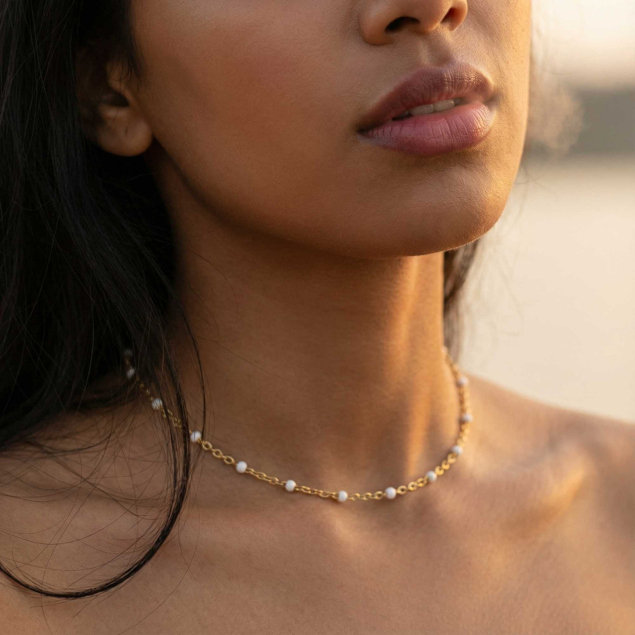 White Beaded Choker