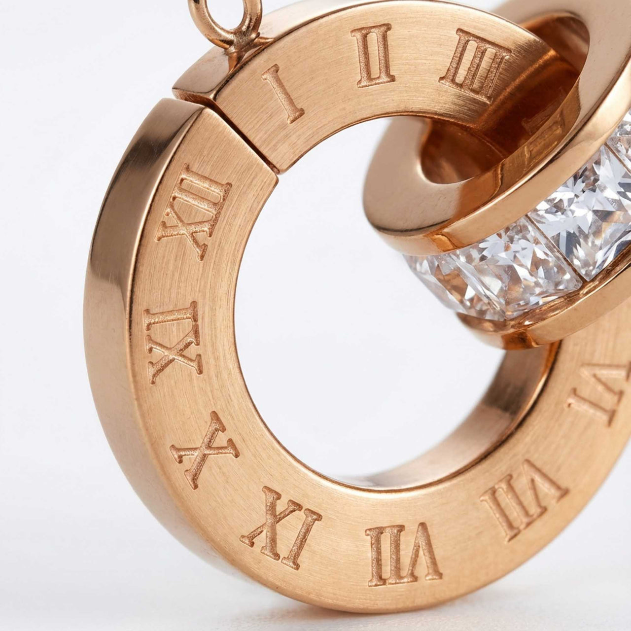 Necklace with Joined Rings & Crystals