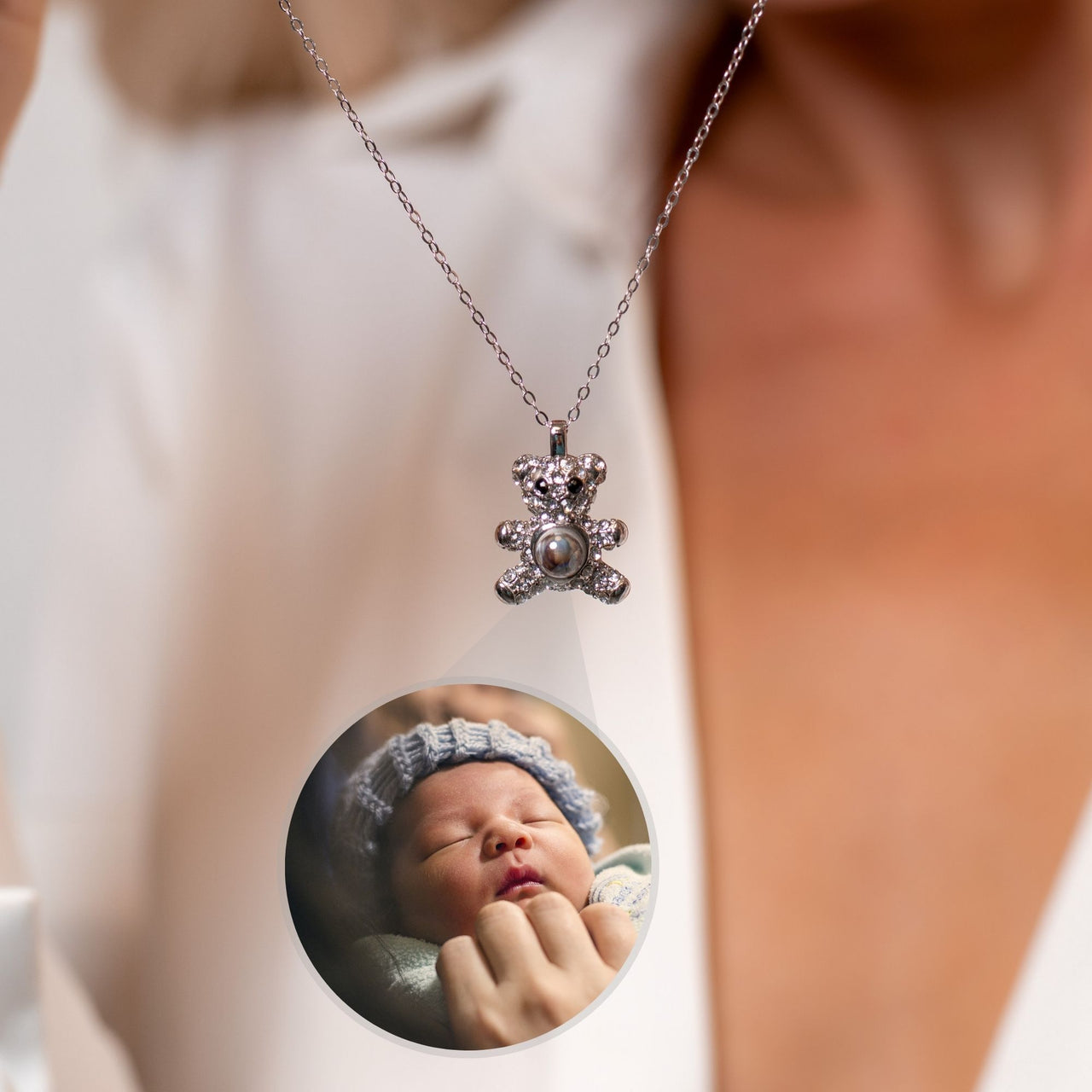 Teddy Bear Photo Necklace