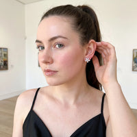 Thumbnail for Flower earrings — worn, everyday gesture, silver | SKU: 419620-silver