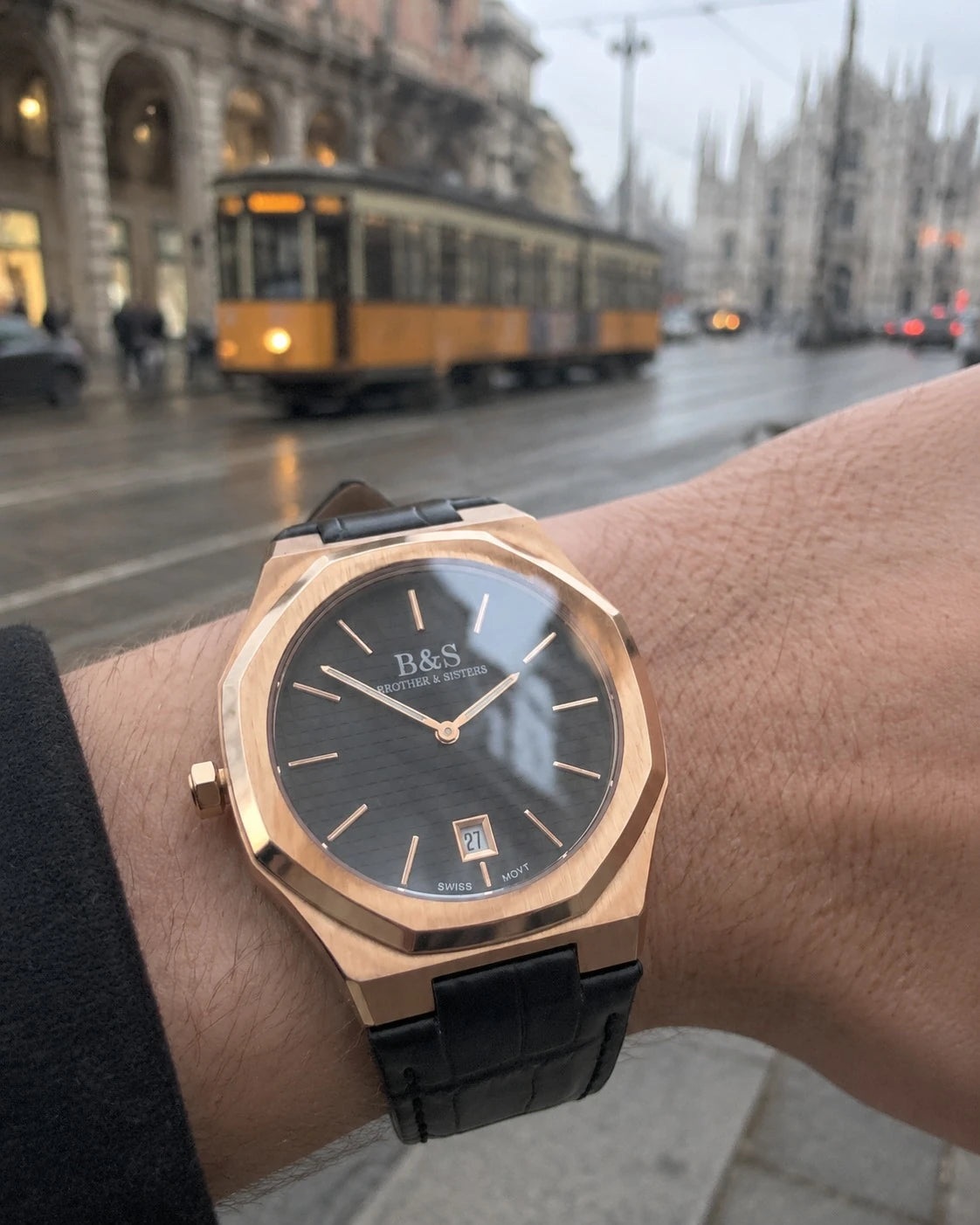 Black King men's watch, close-up on the wrist – Brother & Sisters (SKU 01122019-black-king)