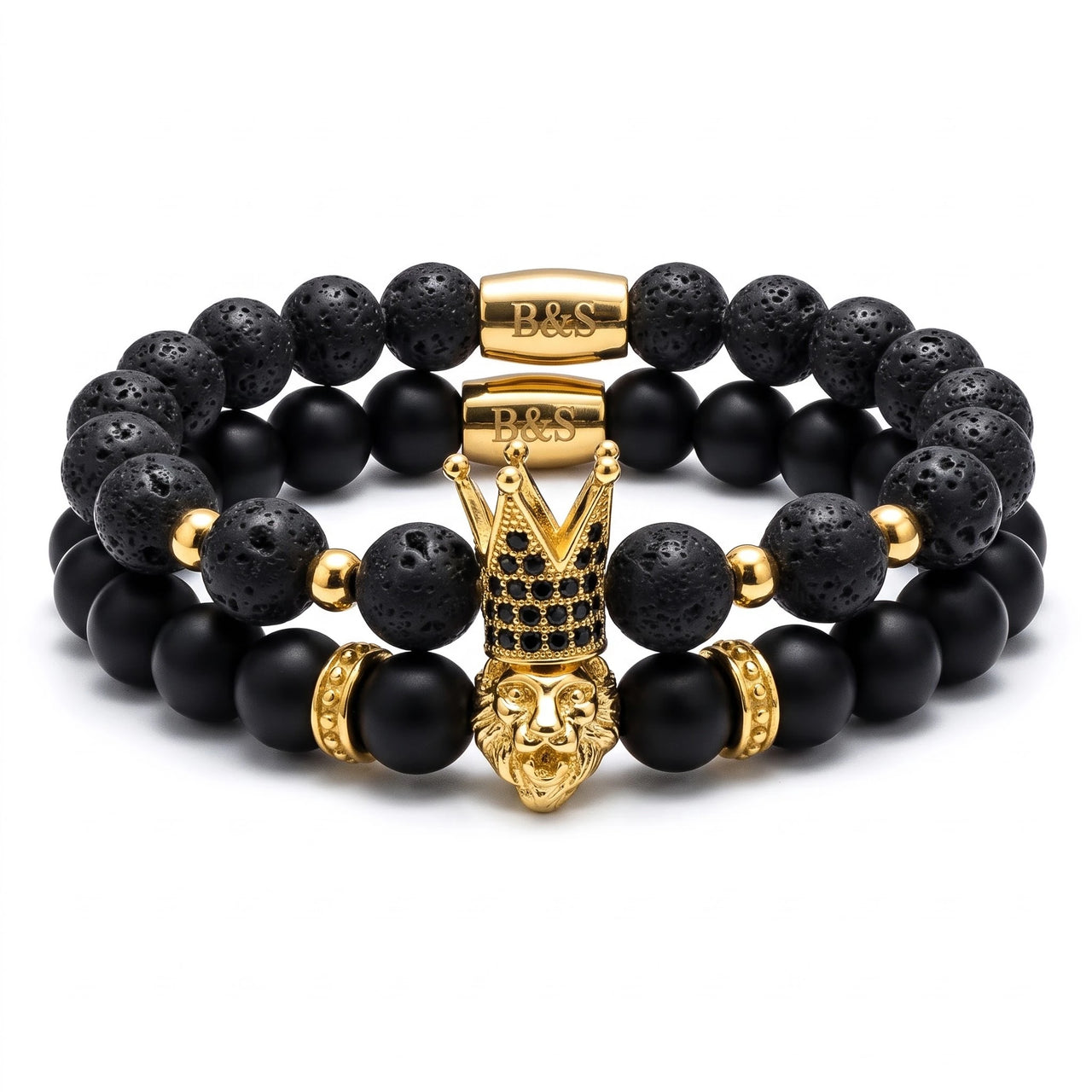 Gold Crowned Lion Set – studio packshot | Brother & Sisters | SKU: 21385847-gold-XS-14-15, 21385847-gold-S-16-17, 21385847-gold-M-18-19, 21385847-gold-L-20-21, 21385847-gold-XL-22-23