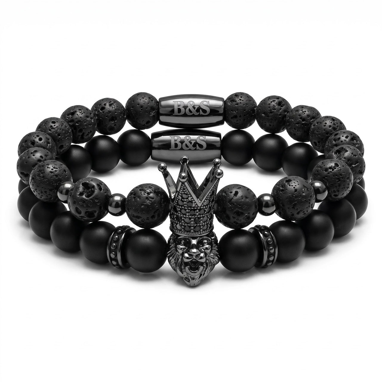Black Crowned Lion Set – studio packshot | Brother & Sisters | SKU: 213858471-gun-black-XS-14-15, 213858471-gun-black-S-16-17, 213858471-gun-black-M-18-19, 213858471-gun-black-L-20-21, 213858471-gun-black-XL-22-23