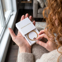 Thumbnail for The gold cushion-cut photo bracelet in the Brother & Sisters gift box | SKU: TPH-CUSB-GOLD