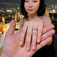 Thumbnail for Solitaire engagement ring — worn by a couple, silver | SKU: 33759698-4.5-silver