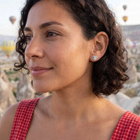 Thumbnail for Silver stud earrings worn on a summer trip | SKU: 1953493