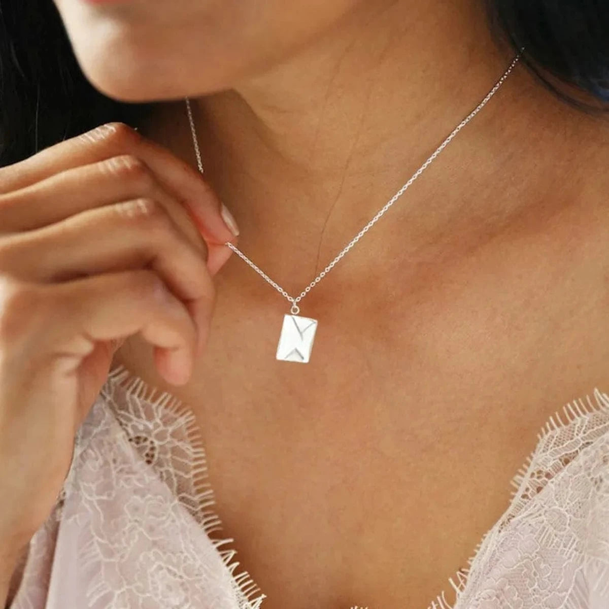 Personalized Envelope Necklace - Personalized Necklace - Brother & Sisters Brother & Sisters